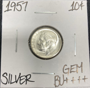 1957 Gem BU++++ Silver Roosevelt Dime