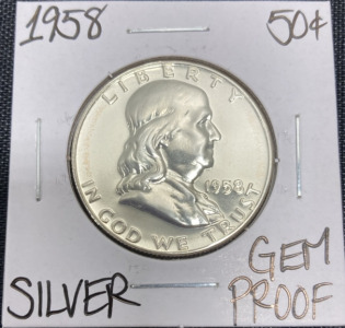 1958 Gem Proof Silver Franklin Half Dollar