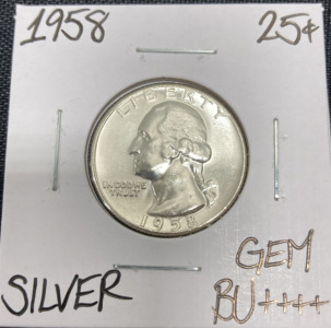 1958 Gem BU++++ Silver Washington Quarter