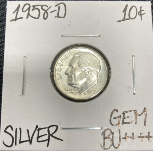 1958-D Gem BU++++ Silver Roosevelt Dime