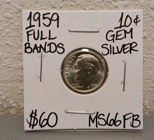 1959 MS66FB Full Bands Gem Silver Dime