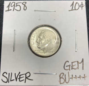 1958 Gem BU++++ Silver Roosevelt Dime