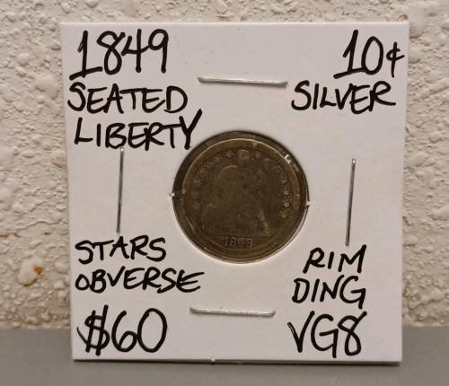 1849 VG8 Seated Liberty Silver Dime