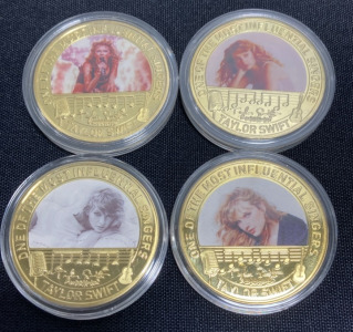 (4) Taylor Swift Gold Plated Collectible Coins