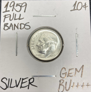 1959 Gem BU++++ Full Bands Silver Roosevelt Dime