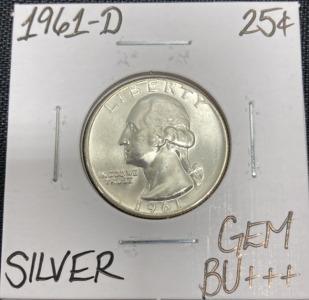 1961-D Gem BU+++ Silver Washington Quarter