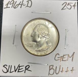 1964-D Gem BU+++ Silver Washington Quarter