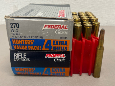 (2) Boxes Of Federal 270 Win Ammunition Cartridges