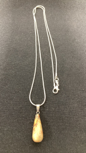 Crazy Lace Agate Gemstone Waterdrop .925 Necklace