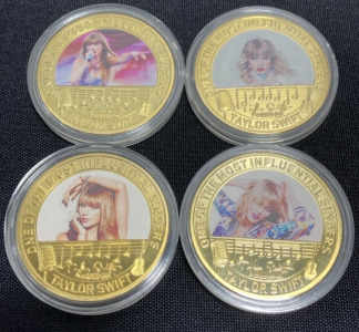 (4) Taylor Swift Gold Plated Collectible Coins