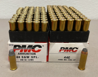 (50) Rounds PMC 44 S&W SPL. 240 Grain LSWC Ammunition Cartridges (50) Rounds PMC 44C 44Rem. Mag. 240 Grains JHP