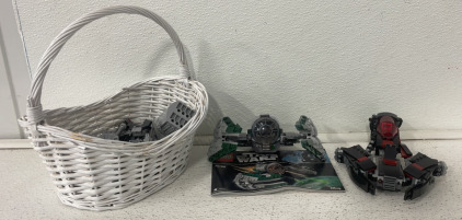 (2) Starwars Lego Sets (1) Basket Assorted Starwars Lego Peices