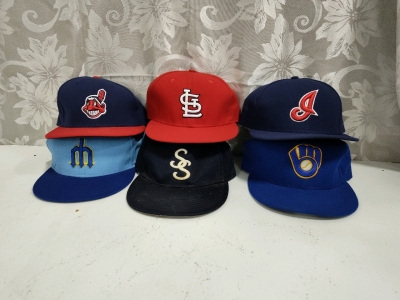Assorted Sports Caps including St.Louis,Indians,Brewers