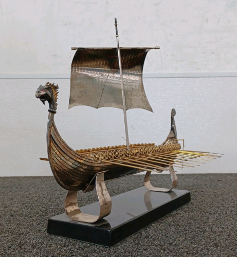 12" H Decorative Brass Viking Boat