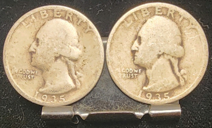 (2) 1935 90% Silver Quarters— Verified Authentic