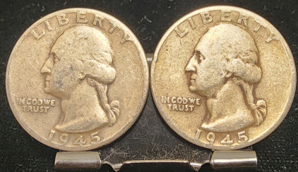 (2) 1945 90% Silver Quarters— Verified Authentic