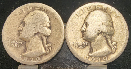 (2) 1939 90% Silver Quarters— Verified Authentic