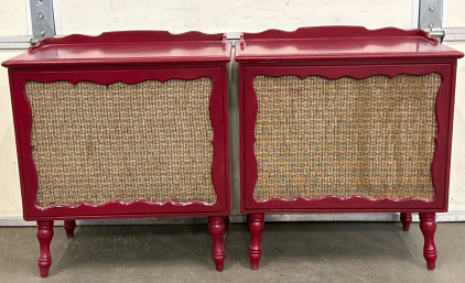 Retro Red LP Turntable/Radio Cabinet w/ Matching Speaker Cabinet-Marquette Corp. Model 1000 (Works!!)