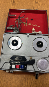 Portable Reel-To-Reel Player With Microphone And Earphone