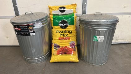 31 And 30 Gal Aluminum Utility Containers, 2 Bags Potting Mix (2 cu ft)