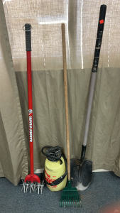 Deck Sprayer, Shovel, Garden Rake, Garden Weasel