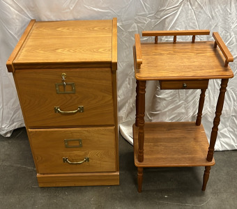 Locking File Cabinet, Small Side Table With Drawer