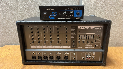Phonic Mixer (Does Not Power On), Pyle Amplifier (Powers On)