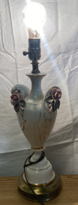 Vintage Cordey Capodimonte Rose Porcelain Lamp