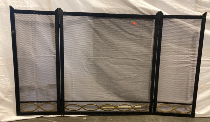 Black & Gold Fireplace Screen Cover 55&rdquo;
