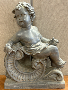 Vintage Cherub Stone Composite Garden Statue