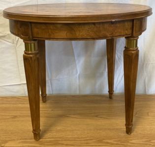 Tall Wooden End Table W/ Gold Accents