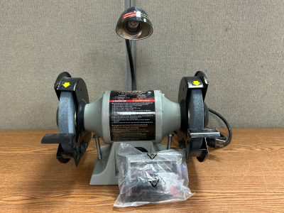 6&rdquo; Task Force Bench Grinder w/ Work Light & Hardware