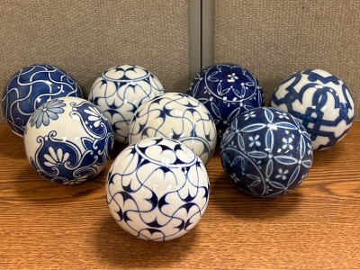 (8) Blue & White Porcelain Spheres