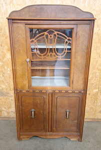 ELEGANT WOOD AND GLASS CABINET - 66" H x 34" W x 16" D