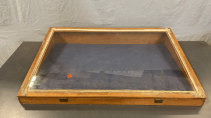 WOODEN DISPLAY CASE (35-3/4 L 23-1/4 W 6-1/8 H)
