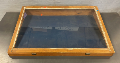 WOODEN DISPLAY CASE (35-3/4 L 23-1/4 W 6-1/8 H)
