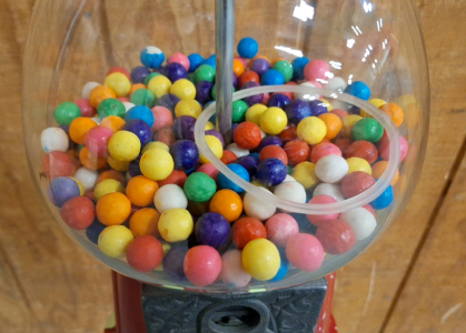 VINTAGE METAL 38" H GUMBALL MACHINE