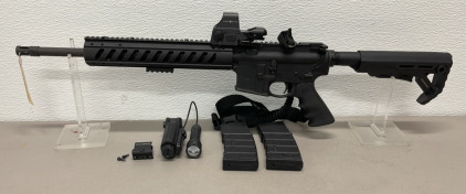 Ruger Model AR-556 .556 Caliber, Semi Automatic Rifle W/ Crimson Trace Barrel Mount Pressure Squeeze Flashlight And One Extra Magazine