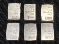 (6) 1g .999 Fine Silver