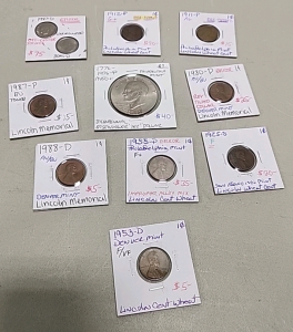 (10) Assorted Collectible Coins: Denver Mint, Error, Steel Pennies and more