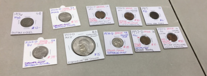 (10) Assorted Collectible Coins: Denver Mint! Error! Steel Pennies! And more!