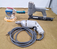 (1) Rockwell Model 380 Electric Drill, (1) Senco Pneumatic L Stapler & (1) Hutchens Industrial Pneumatic Speed Sander