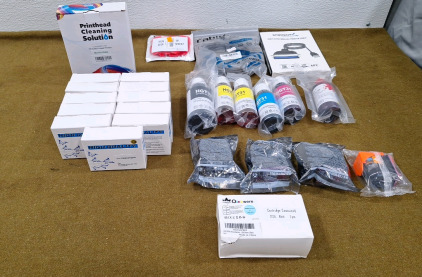 (9) 2 Packs Of T2950 Maintence Boxes, (6) Assorted Ink Cartridges, (6) Assorted Bottles Of Ink & More