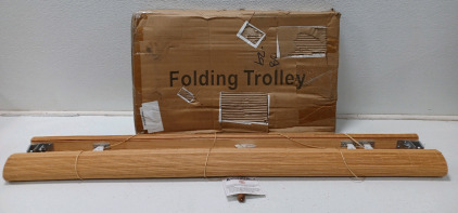 (1) Wooden Roll Up Shade & (1) Folding Trolley