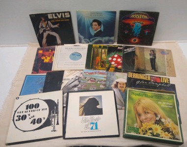 (2) Elvis Presley Records (1) Boston Record & More Records!