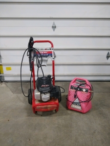 (1) Troy-Bilt Pressure Washer (1) Husky East Air Air Compressor