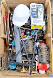 Wooden Box With Assorted Hardware