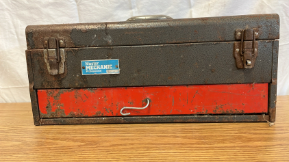 Metal Toolbox With Various Tools