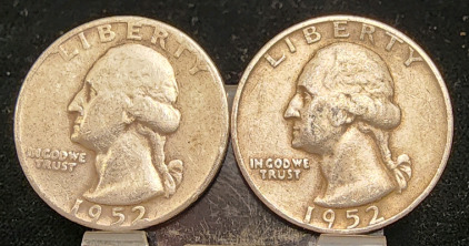 (2) 1952 90% Silver Quarters— Verified Authentic