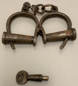 Vintage Iron Wrist Shackles With Key